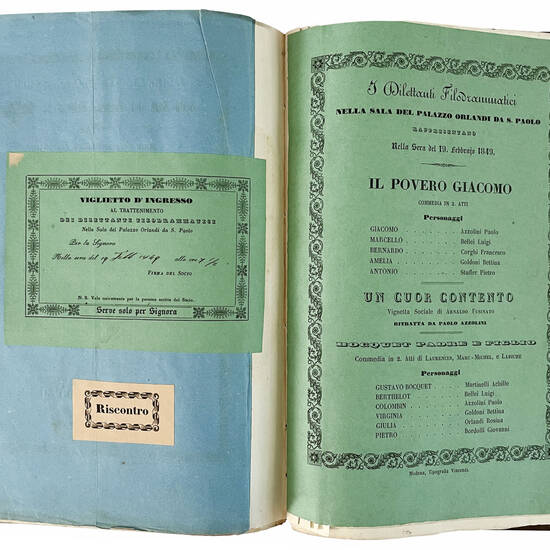 Memorie storico-cronologiche dei Teatri di Modena di Alessandro Gandini. Parte prima [-seconda]. 1866. Manoscritto autografo su carta. [Modena, ca. 1866-1871]