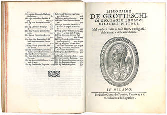 Rime di Gio. Paolo Lomazzi milanese pittore, divise in sette libri. Nelle quali ad imitatione de i Grotteschi usati da’ pittori, ha cantato le lodi di Dio, & de le cose sacre, di Prencipi, di Signori, & huomini letterati, di pittori, scoltori, & archite