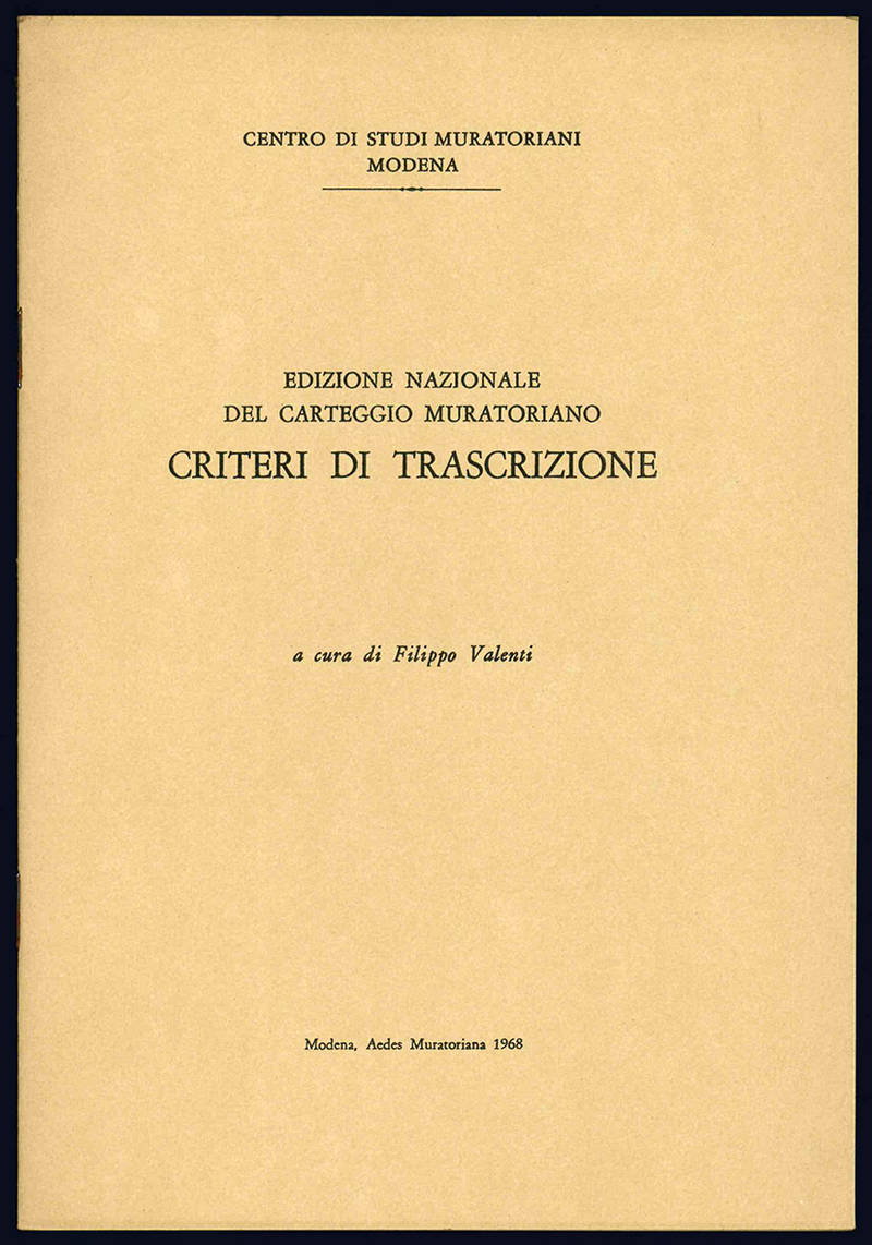 Edizione nazionale del carteggio muratoriano.