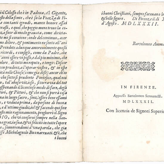 Lettera di messer Bartolomeo Ammannati architetto, e scultor fiorentino. A gli honoratissimi Accademici del disegno