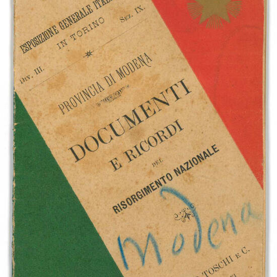 Provincia di Modena. Documenti e ricordi del Risorgimento Nazionale. Esposizione generale italiana in Torino, 1884, divis. III., sez. IX