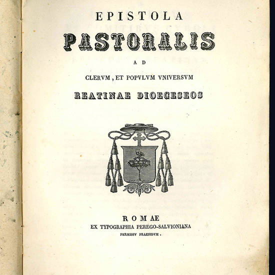 Epistola pastoralis ad clerum et populum universum Reatinae Dioeceseos.