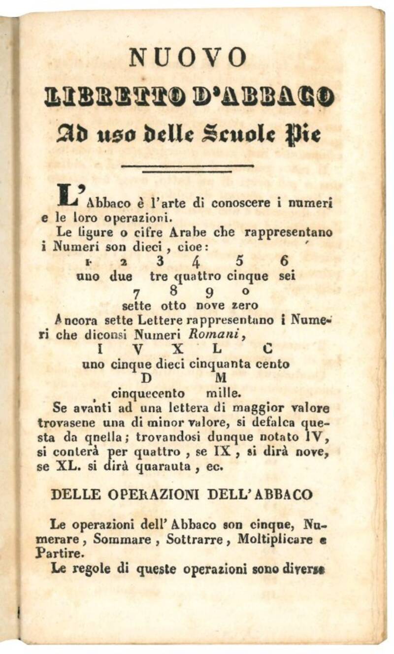 Nuovo libretto d'abbaco ad uso delle scuole pie.