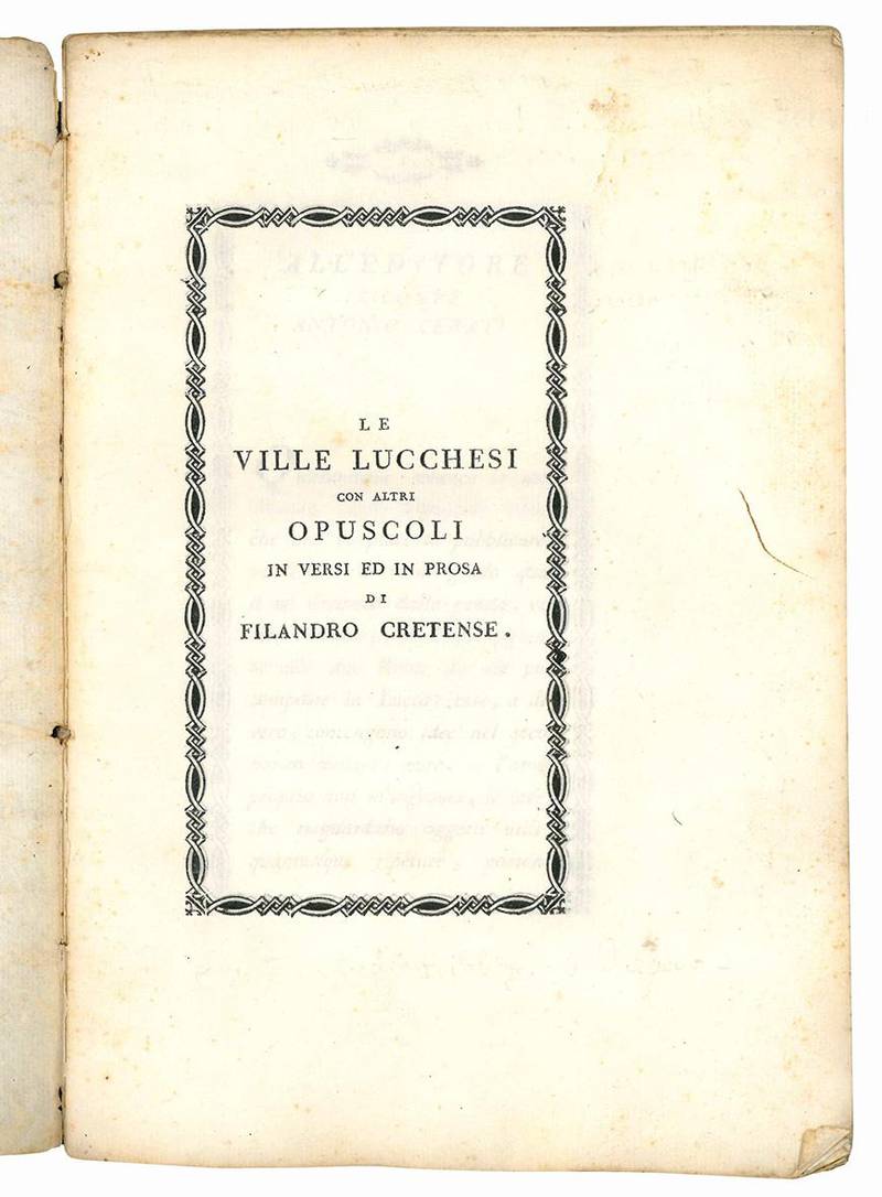 Le ville lucchesi con altri opuscoli in versi ed in prosa di Filandro Cretense.