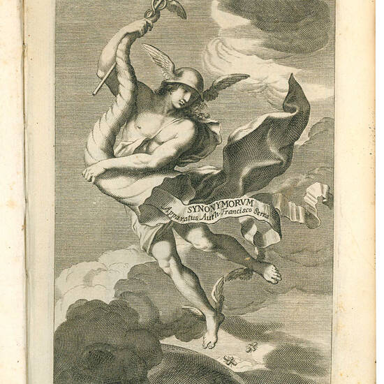 Synonymorum apparatus authore Francisco Serra. Opus ab auctore, dum viveret, diligenter recognitum, emendatumque; atque ab eodem in hac editione fere ad tertiam partem auctum. Adiecta quoque est in calce operis, noua, eiusdem authoris rhetoricæ Methodus,