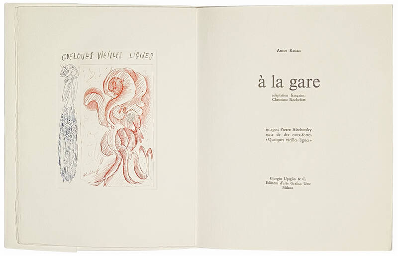 À la gare. Adaptation française Christiane Rochefort; images Pierre Alechinsky, suite de dix eaux-fortes «quelques vieilles lignes».