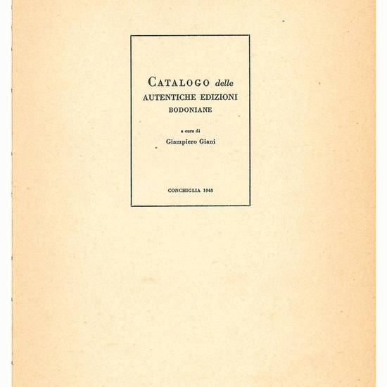 Catalogo delle autentiche edizioni bodoniane