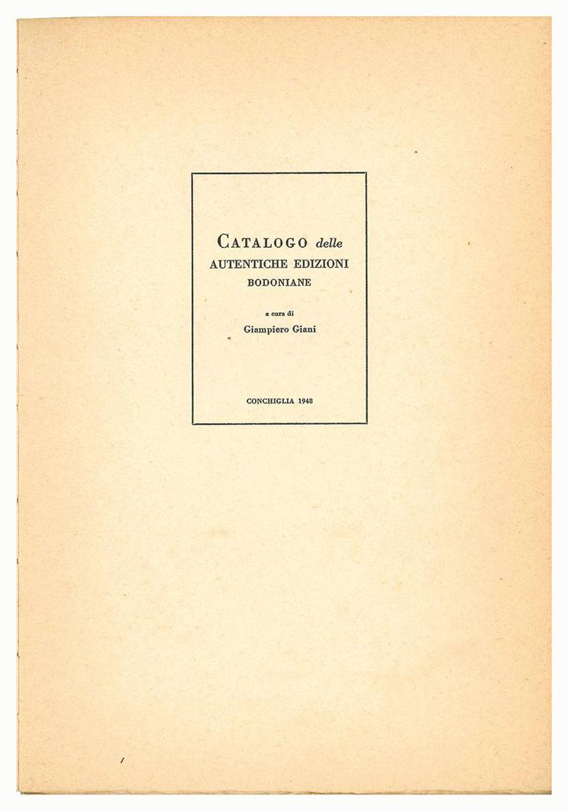 Catalogo delle autentiche edizioni bodoniane