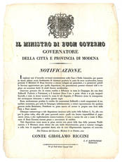 Notificazione del 12 Ottobre 1841, con la quale si fornivano disposizioni volte a limitare gli incen