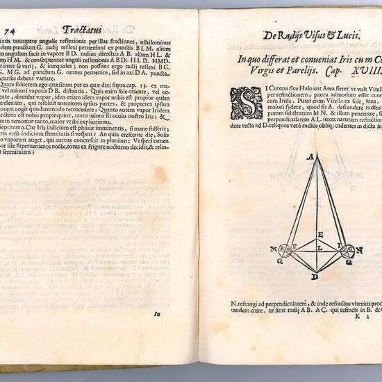 De radiis visus et lucis in vitris perspectivis et iride tractatus Marci Antonii De Dominis. Per Ioannem Bartolum in lucem editus. In quo inter alia ostenditur ratio instrumenti cuiusdam ad clare videndum, quae sunt valde remota excogitati