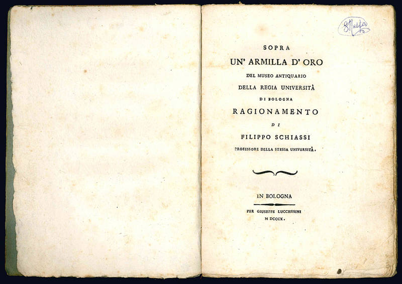 Sopra un'armilla d'oro del Museo antiquario della Regia Università di Bologna.