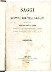 Saggi di scienza politico-legale del dottore Baldassare Poli professore di filosofia e membro della facoltà politico-legale nell'I.R. Università di Padova. Volume Unico.