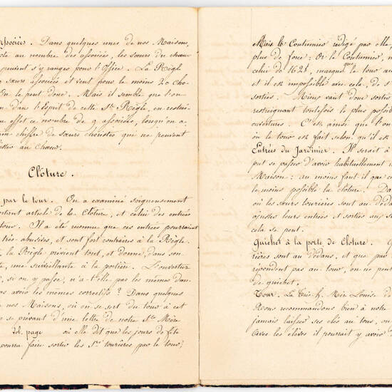 Notes des Conférences avec la T.H. Mère de Montélimart 186. Manuscript on paper. France, ca. 1860s