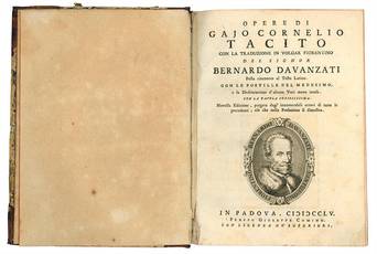 Opere di Gajo Cornelio Tacito con la traduzione in volgar fiorentino del signor Bernardo Davanzati posta rincontro al testo latino. Con le postille del medesimo, e la dichiarazione d'alcune voci meno intese. Con la tavola copiosissima. Novella edizione, p