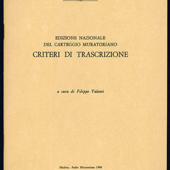 Edizione nazionale del carteggio muratoriano.