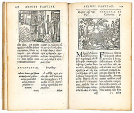 Aesopi Phrygis Fabulae elegantissimis eiconibus veras animalium species ad vivum adumbrantes. Gabriae Graeci fabellae XXXXIIII. Batrachomyomachia Homeri, hoc est ranarum et murium pugna. Galeomyomachia, hoc est, felium et murium pugna, tragoedia Graeca. H