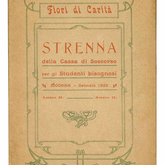 Strenna della Cassa di Soccorso per gli Studenti bisognosi. Modena - Gennaio 1922.