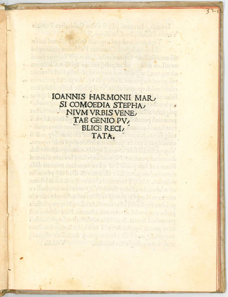 Ioannis Harmonii Marsi Comoedia Stephanium urbis Venetae genio publice recitata