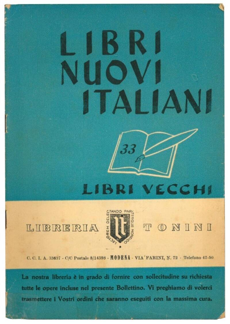 Libri nuovi italiani, libri vecchi. 34 pubblicazioni dal nr. 33 al 71/72 (mancanti i nn. 49, 54, 55, 56, 69 e 70).