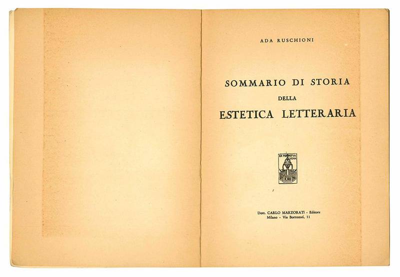 Sommario di storia della estetica letteraria.