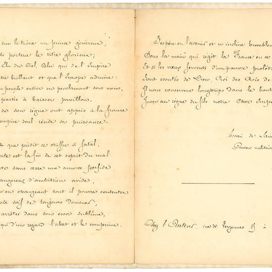 A SM. NAPOLEON III, Le 13 Juin 1857. Lettera manoscritta in francese.