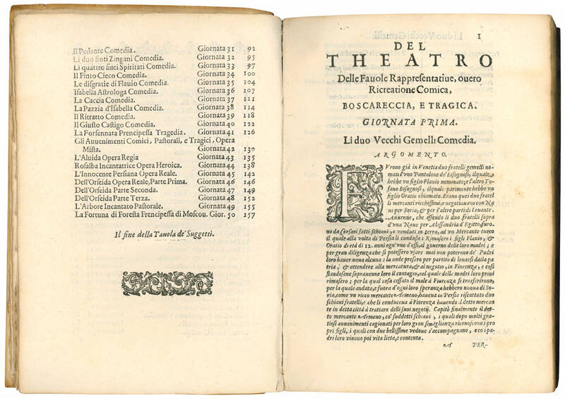 Il teatro delle favole rappresentative, overo la ricreatione comica, boscareccia, e tragica: divisa in cinquanta giornate