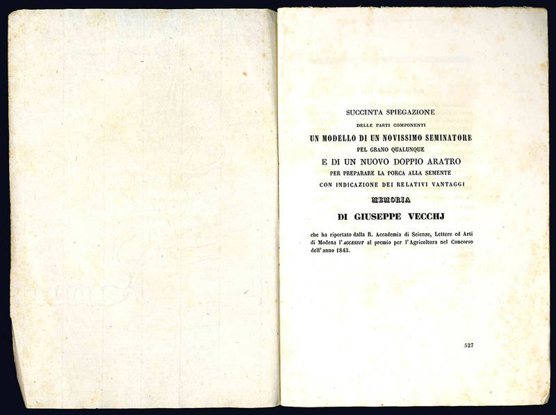 Succinta spiegazione delle parti componenti un modello di un novissimo seminatore pel grano.