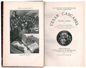 César Cascabel par Jules Verne. 85 dessins de George Roux 12 grandes gravures en chromotypographie 2 grandes cartes en chromolithographie.