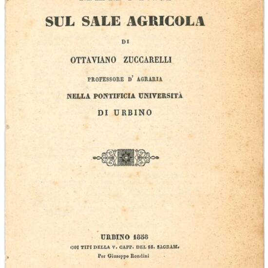 Memoria sul sale agricola.