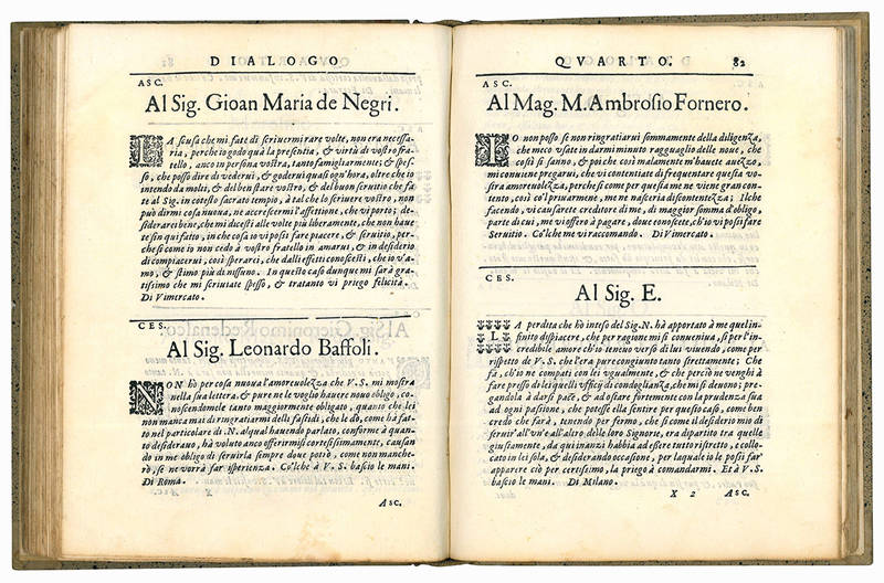 Gemme della lingua volgar, et latina, rinchiuse in cinque dialoghi [...] Ne quali si recitano dotte luctioni, & modi eloquenti di parlare, usati da più illustri Auttori dell?una, & l?altra lingua. Et vi segue, Il secondo volume delle sue lettere Famiglia