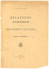 Relazione sugli studi compiuti dalla Commissione tecnica per un approvigionamento d'acqua potabile per la città di Modena