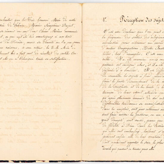 Notes des Conférences avec la T.H. Mère de Montélimart 186. Manuscript on paper. France, ca. 1860s