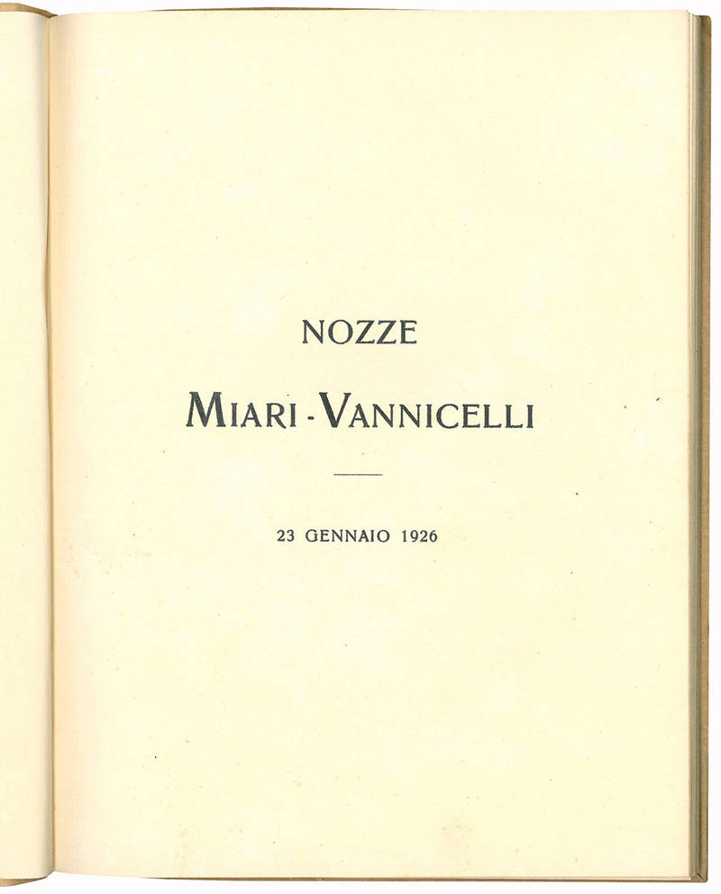 Nozze Miari - Vannicelli. 20 Gennaio 1926.