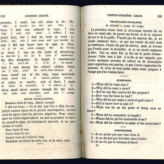 Abrégé de la vie et des aventures de Robinson Crusoé arrangé en séries de lecons progressives.