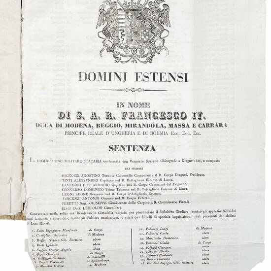 Cronaca di Modena. Manoscritto cartaceo in italiano. Modena, 1837-1862