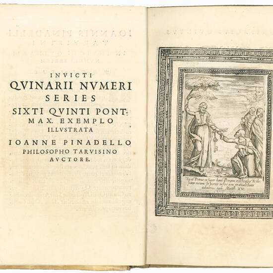 Invicti quinarii numeri series quae summatim a superioribus pontificibus et maxime a Sixto quinto res praeclare quadrienno gesta adnumerat ad eundem Sixtum quintum Pont. Opt. Max. Auctore Ioanne Pinadello Taruisino