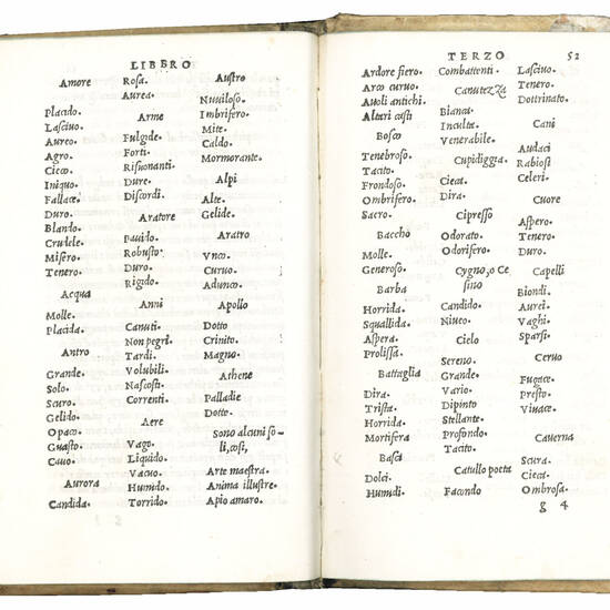 Le vulgari elegantie di messer Nicolao Liburnio. Colophon: Impresse in Vinegia nelle case d’Aldo Romano & d’Andrea Asolano suo suocero, 1521 del mese di giugno