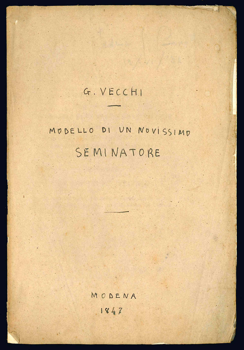 Succinta spiegazione delle parti componenti un modello di un novissimo seminatore pel grano.