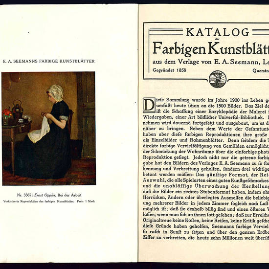 Katalog der Farbigen Kunstblatter aus dem Verlage von E. A. Seemann.