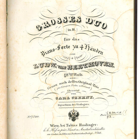 À Mademoiselle Irène Bouglé Grand duo sur l'Opéra les Huguenots de Meyerbeer a quatre mains pour le piano, Op.75. (insieme a:) 12 Morceaux pour Piano a quatre mains destinés aux Pensionnats (insieme a:) Grosses duo (in B.) für das Piano-Forte zu 4 H