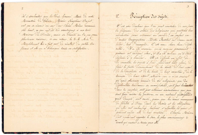 Notes des Conférences avec la T.H. Mère de Montélimart 186. Manuscript on paper. France, ca. 1860s