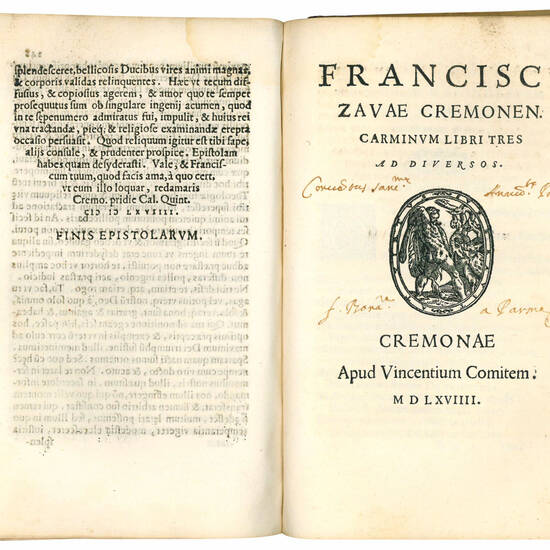 Francisci Zavae Cremonen. Orationes IV. Epistolarum lib. VIII. Carminum lib. III.