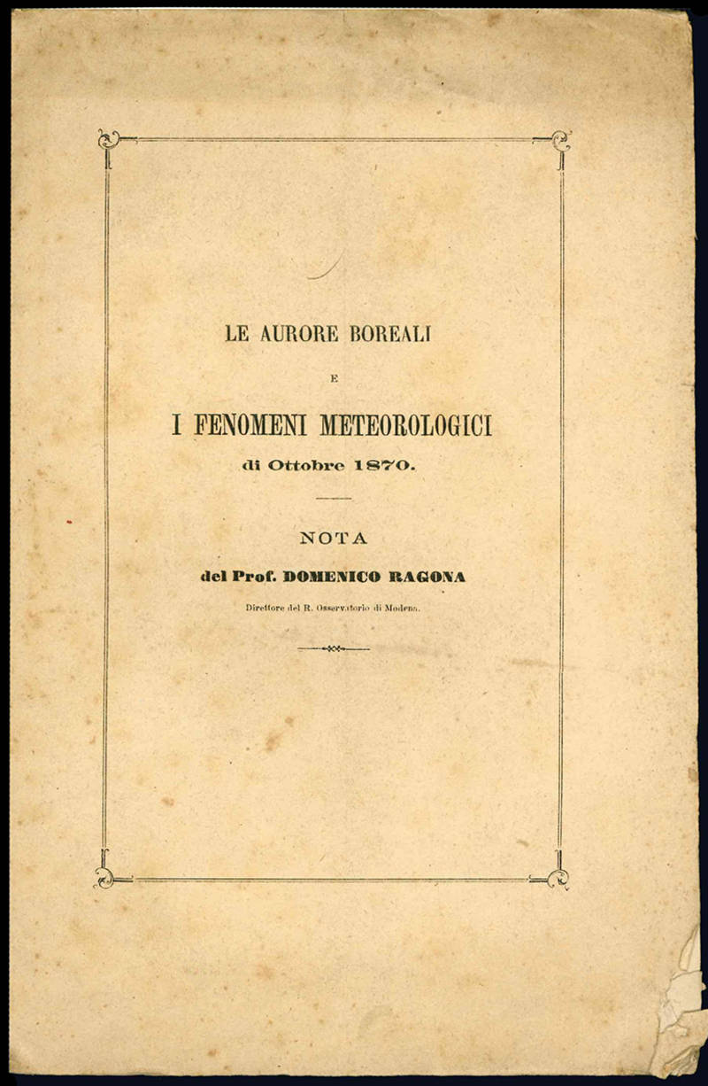 Le aurore boreali e i fenomeni meteorologici di Ottobre 1870.