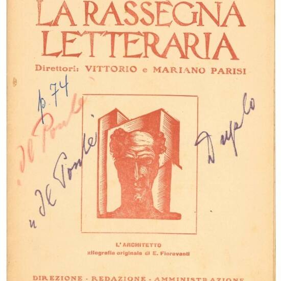 La rassegna letteraria: rivista mensile di arte, scienza, critica e letteratura varia. 2 pubblicazioni.