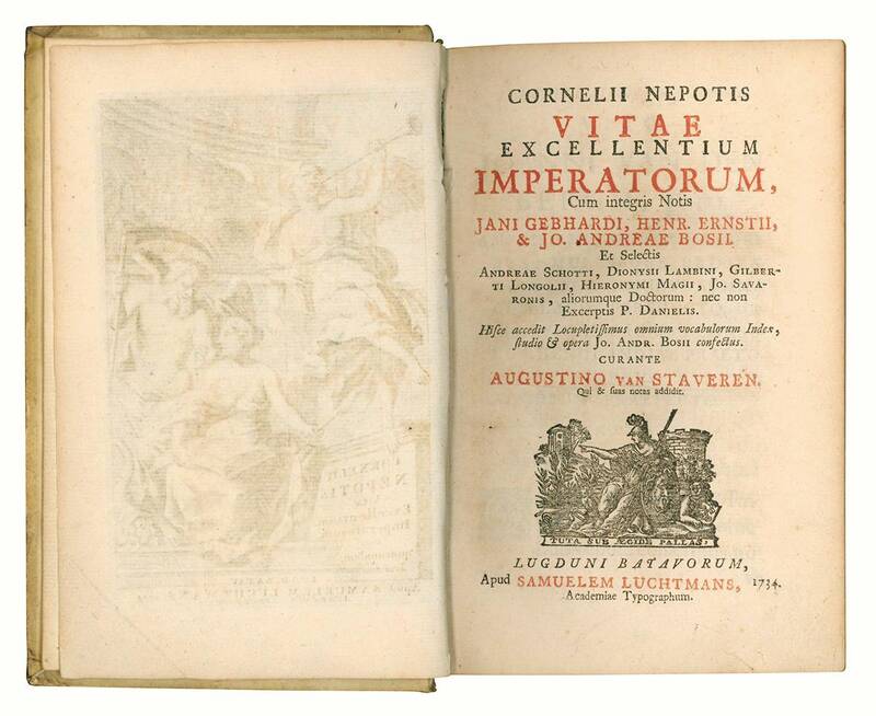 Vitae excellentium imperatorum, cum integris notis Jani Gebhardi, Henr. Ernstii, & Jo. Andreae Bosii. Et selectis ... Hisce accedit locupletissimus omnium vocabulorum index, studio & opera Jo. Andr. Bosii confectus. Curante Augustino van Staveren, qui & s