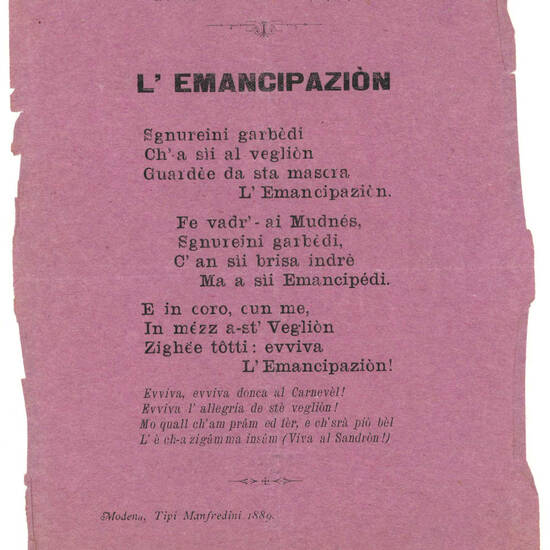 Collezione di 23 manifesti e fogli volanti di gusto popolare. Fine Ottocento-inizi Novecento